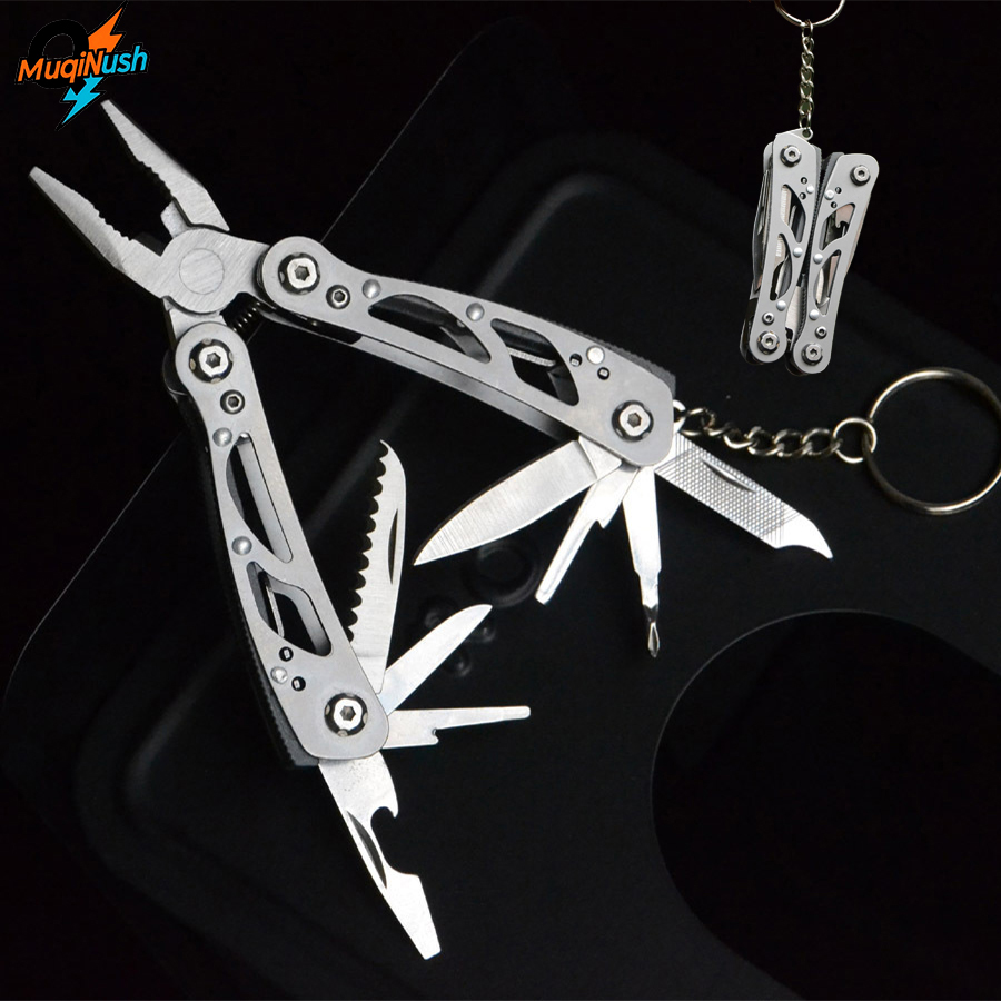 Edc Carry Pliers - MuqiNush 12-in-1 Mini-Schlüsselanhänger-Multitool-Zange aus Edelstahl, leichtes
