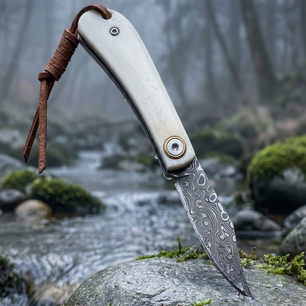 Edc Carry Pocket Knife - Outdoor-Klappmesser mit Büffelknochen-Griff Kleines Taschenmesser für