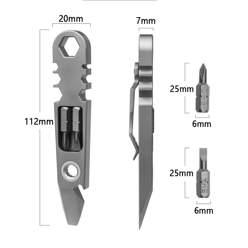 Titanium Pry Bar - Tragbarer EDC-Multifunktions-Hebelstange aus Titanlegierung für den