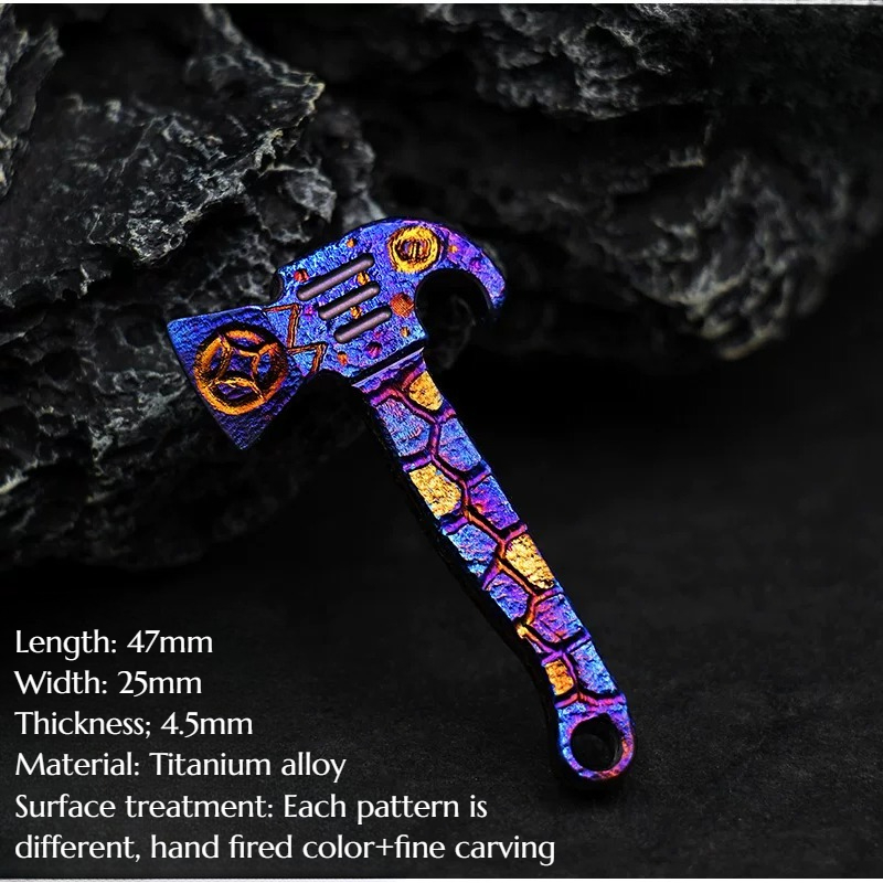 Titanium Pry Bar - Titanlegierung Mini-Axt Handgeschnitzter Brechstab Schlüsselanhänger Multifunktionaler