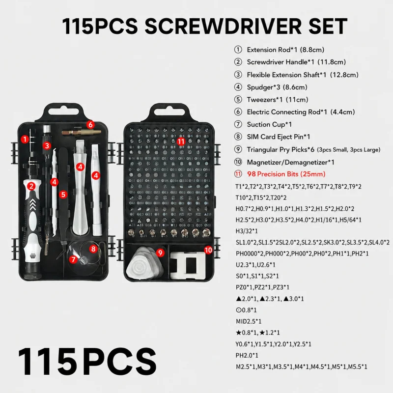Tragbares 115-in-1 Magnetische – Micro Screwdriver Kit Bewertung und Preis